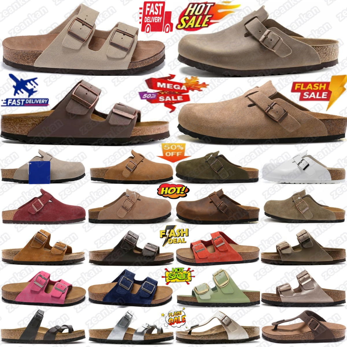 Clogs sandals slippers clog slides designer bostonclogs Boston Soft Footbed Suede Taupe black Light Rose Mocha arizona Mink bostonnes leather women men #9r3t#