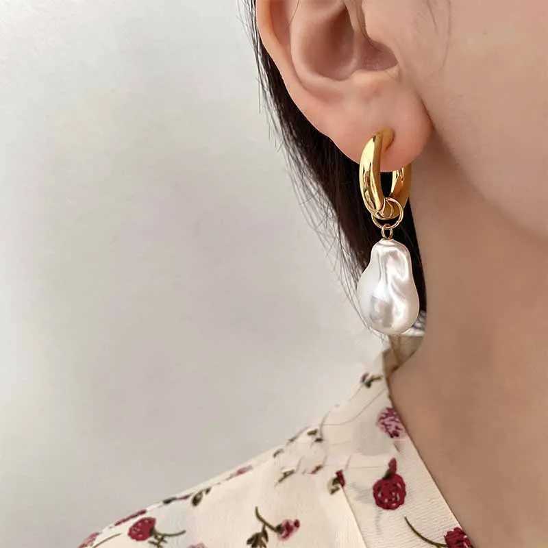 Trend Baroque imitation pearl ring earrings 2024 new fashion jewelry party girl French elegant earrings wholesale gIFTS Y250401