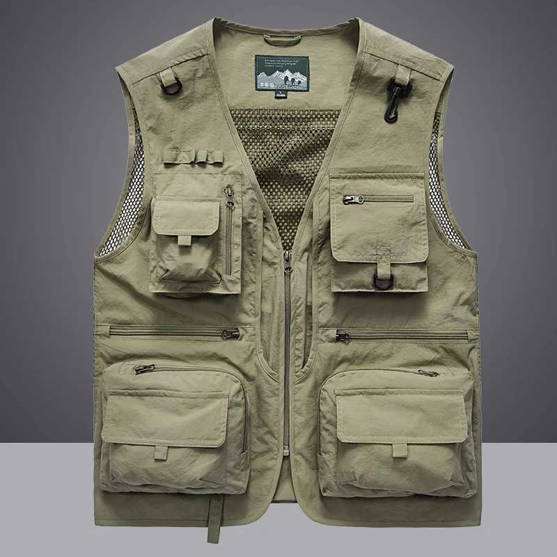 Waistcoat Vest Jacket Men Multi-Pocket Classic Male Sleeveless Coat Outdoor Photographer Fishing Jackets Vest Travel Clothes X250403