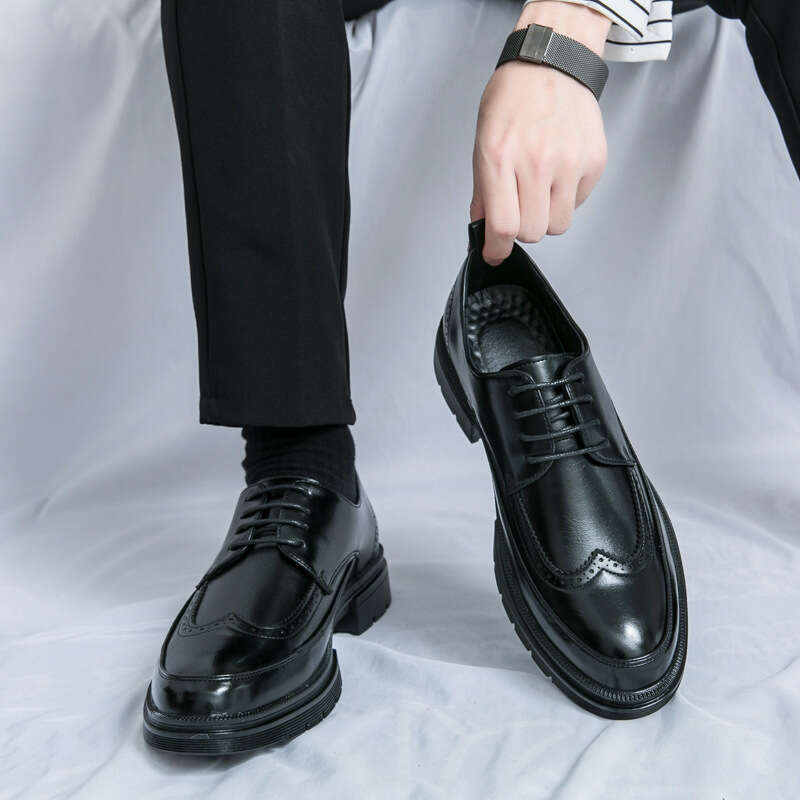 Large Men's 2024 Spring and Autumn New Leather 38-46 Business Dress Groom Wedding Shoes