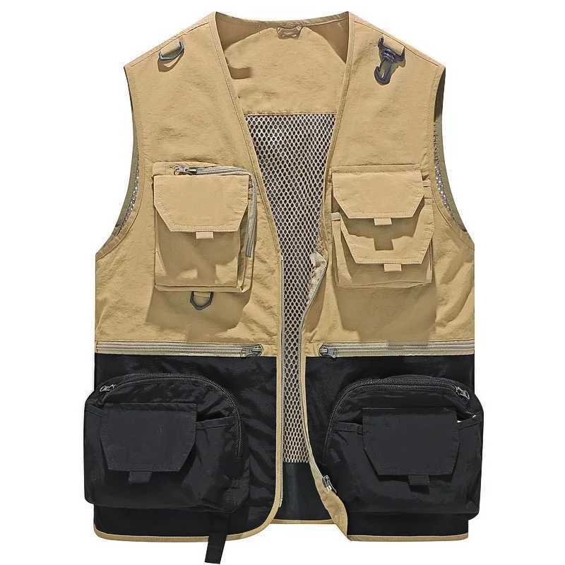 Men Outdoor Fishing Vests Quick Dry Breathable Multi Pocket Mesh Jackets Photography Sleeveless Pocket Vest Patchwork Fish Vest X2504039