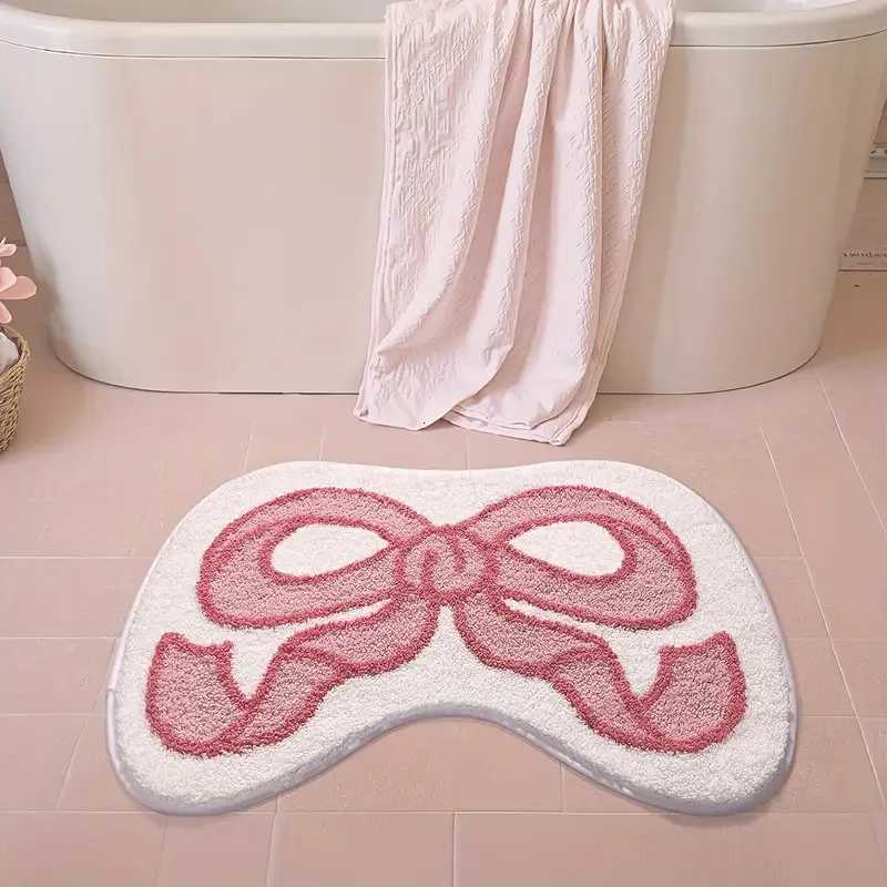 VIKAMA Interior Carpet Creative Pink Bow tie Imitation Cashmere Bathroom Water-absorbing Floor Mat Non-slip Foot Mat C251103