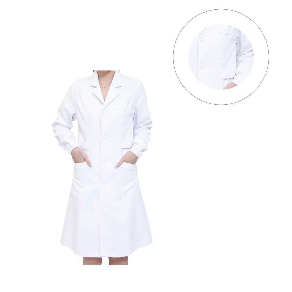 Long Sleeve White Nursing Uniform Suit Isolation Gown Overalls for Women Size Pocket Design Breathable Comfortable J251103