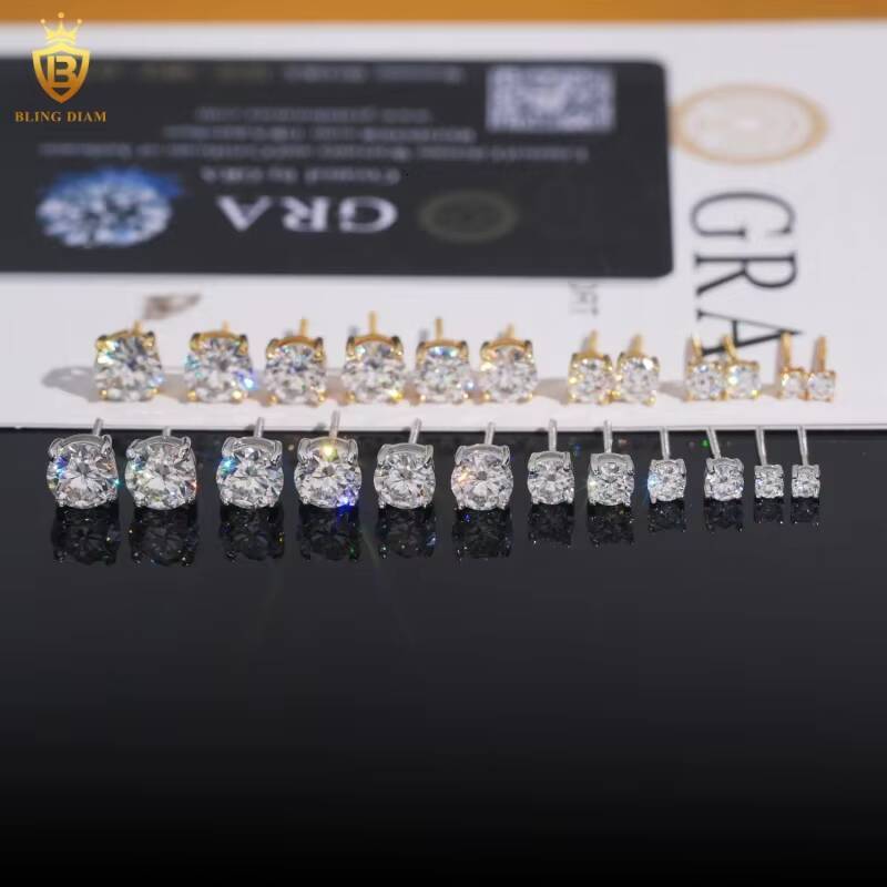 Hot Sale with GRA VVS1 Moissanite Diamond Elegant Solitaire Stud Earrings S925 Hiphop Style Stud Earrings Past Diamond Test