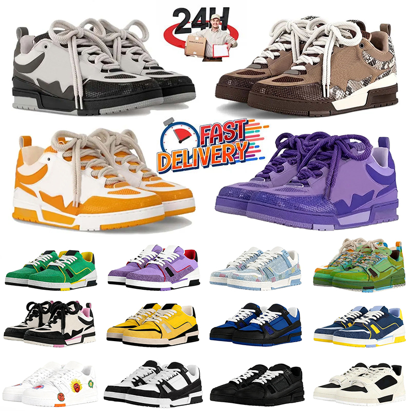 aaa+ Designer Dress Skate Shoes for Men Women Yellow Black White canvas shoe Calfskin chaussure Skates Trainers Leather Zapato Sports Platfrom Sneaker Size 36-45