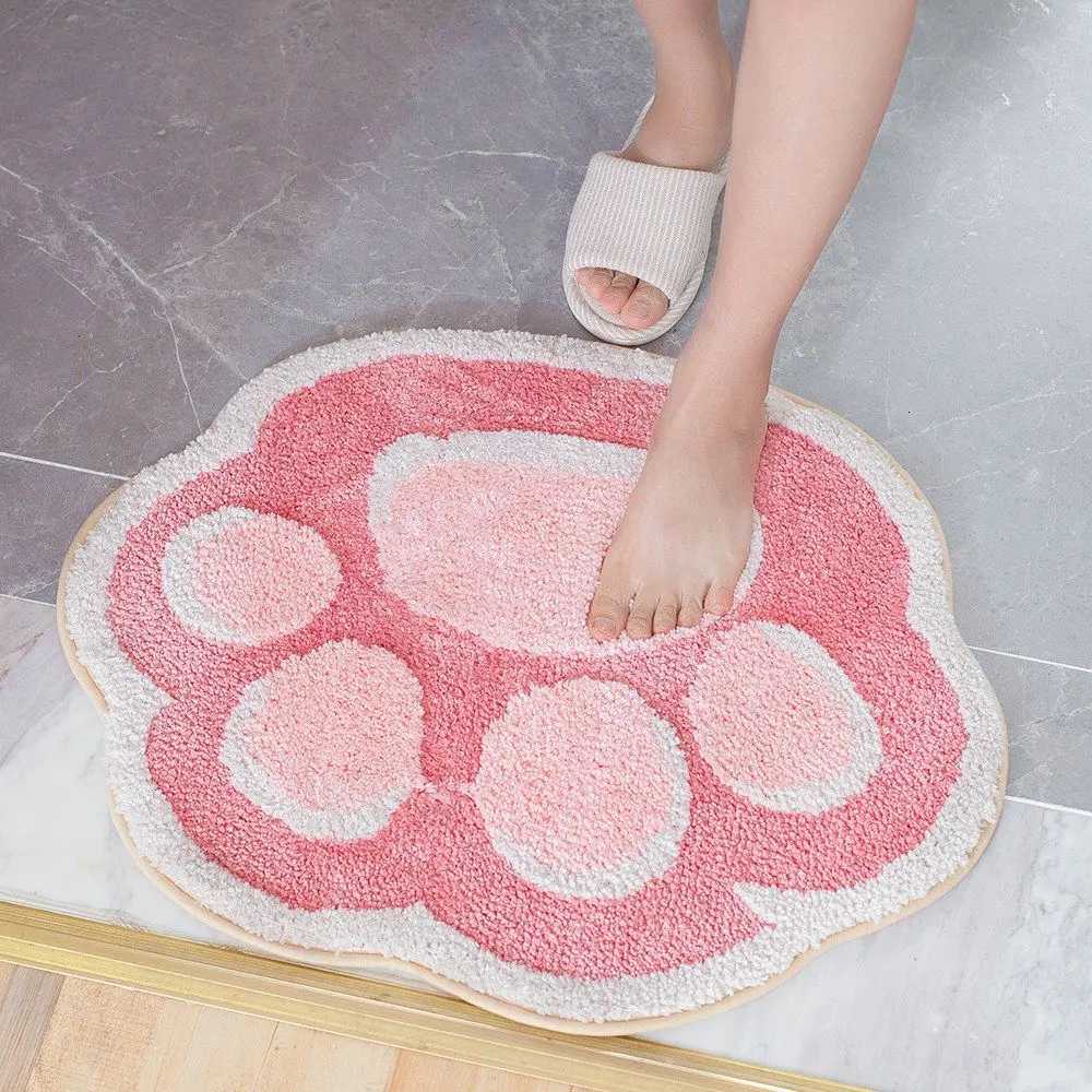 Cartoon Cats Paw Carpet Non-slip Water-absorbent Bathroom Bedroom Floor Mats Home Decoration Feet Pads Cute Fluffy Rugs Ins C251103
