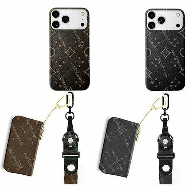 Phone Case Designer iPhone Case Luxury Wallet Card Holder for Apple iPhone 17 Pro Max Air 16 Plus 15 14 13 12 ProMax Fashion Lanyard Pocket Cases iPhone17 Case Cover