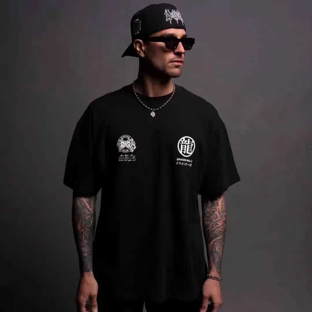 Dragon! SPORT Wolf Head High Quality T-shirt Summer City Fitness Sport Loose Casual Crewneck Mens T-shirt 100% cotton X250403