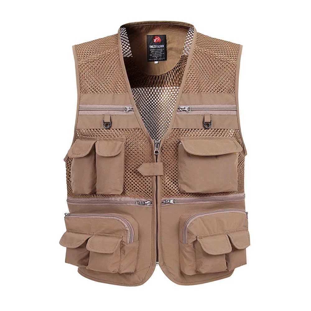 Summer Mesh Vest For Men Spring Autumn Male Casual Thin Breathable Multi Pocket Waistcoat Mens Baggy 5XL Vest With Many Pockets X250403