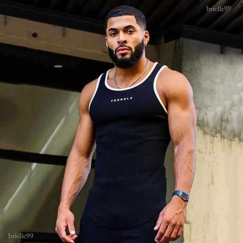 New Summer Mens Vest Gym Sports Quick Dry Breathable Stretch Slveless T-Shirt Fashion Mens Clothing Knitted Vest manC241029