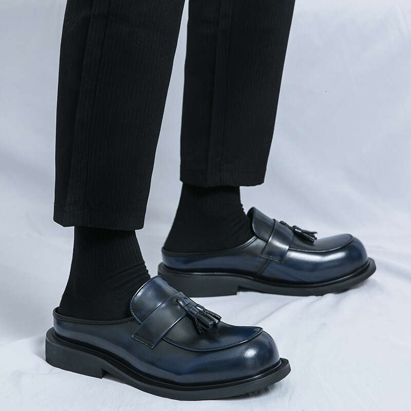 Large men's half slipper shoes for spring and summer 2024 new trend fitting room slippers, sizes 38-46 big head slippers