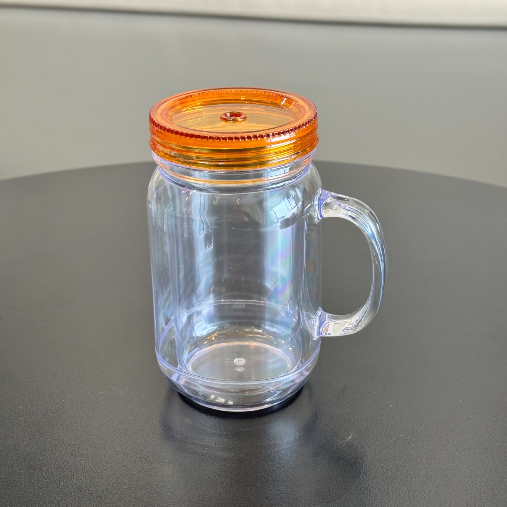 20oz snow globe plastic mason jar double walls acrylic cups with handle colored lids straw beverage food cans mugs AS plastic DIY tumbler