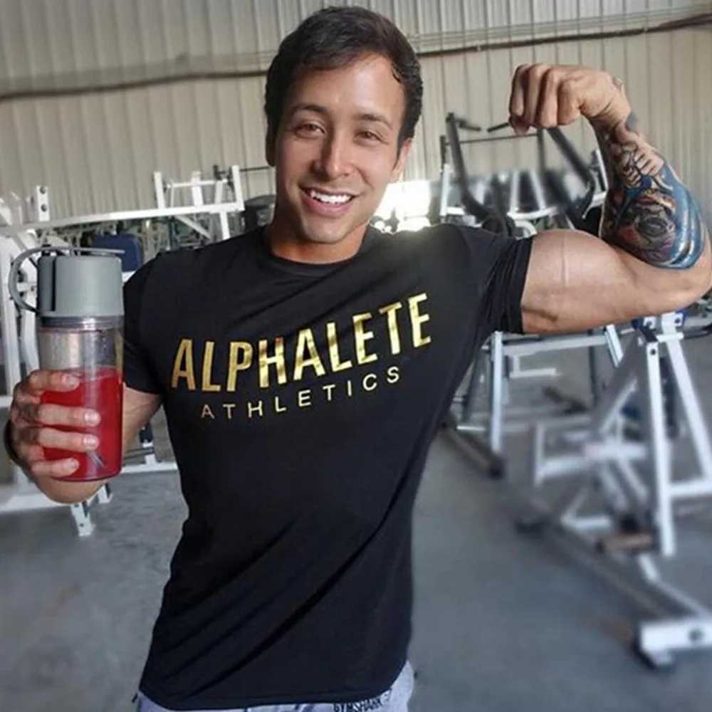 Cotton Casual Printed T-shirt Men Short Sleeve Skinny Tee Shirt Male Gym Fitness Tops Summer Sport Training Crossfit Clothing X250403