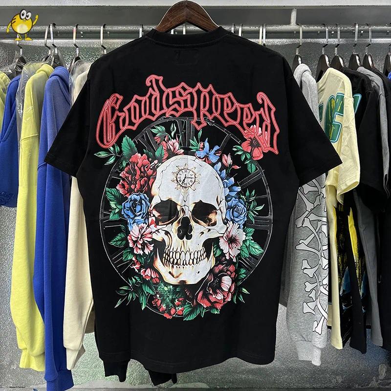 Men's T Shirts Black Blue Vintage O-Neck Casual Graphic Printing T-shirts Men Woman High Street Short Sleeve Tee Spring Summer