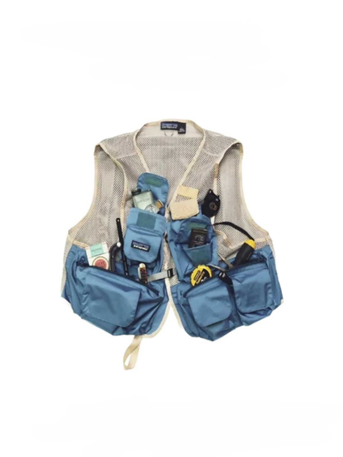 Men and Women Functional Workwear Vest Coats Trendy Outdoor Loose Breathable Spliced Hollow Mesh Multi-pocket Handsome Waistcoat X250403