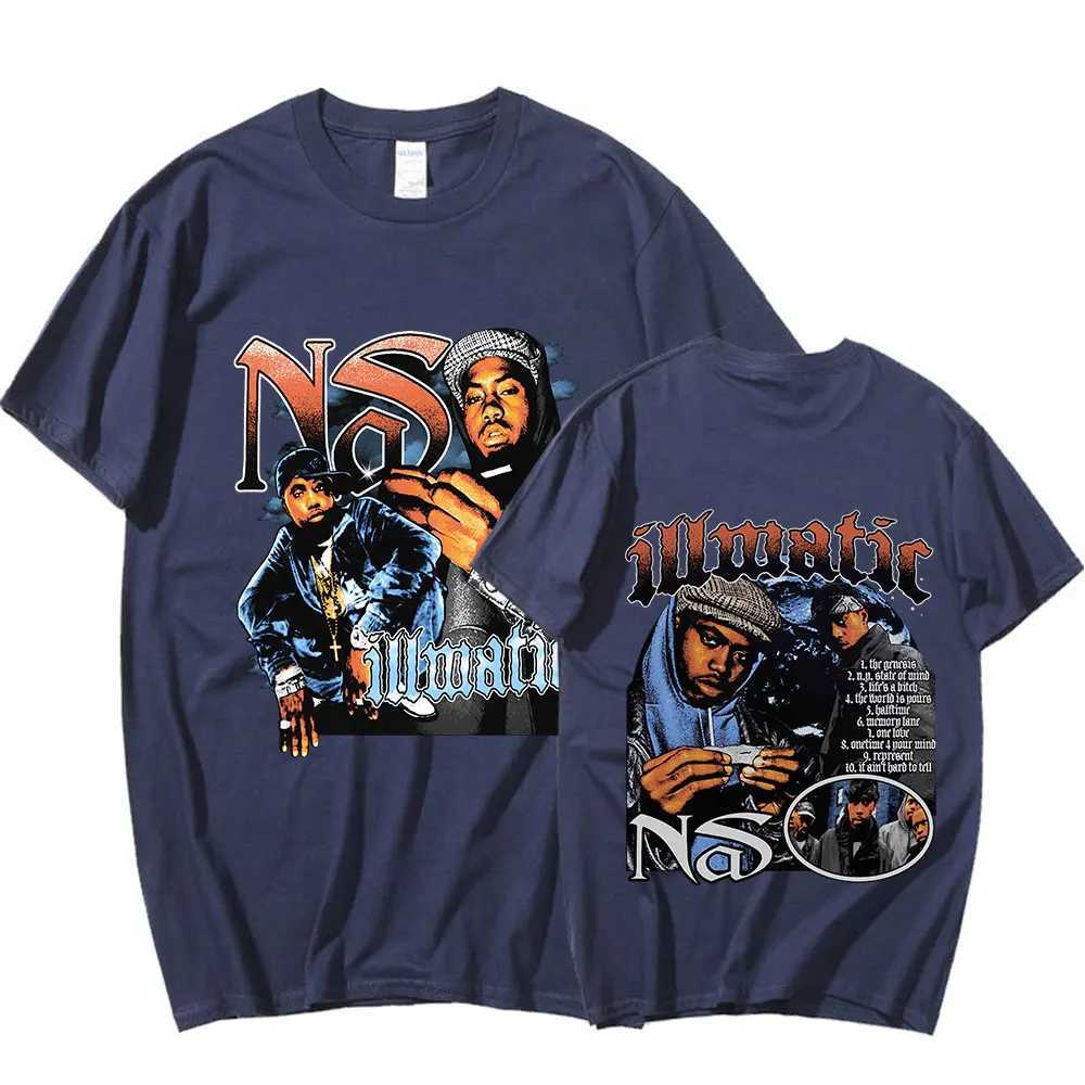 Rapper Nas Illmatic Graphic T Shirt Men Fashion Vintage Style T-shirt Male Casual Gothic Short Sleeve Tshirts Hip Hop Streetwear X250403
