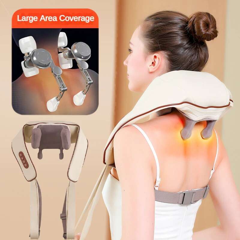 Neck Shoulder Massager Deep Tissue Shiatsu Back Massagers With Heatfor Pain Relief Electric Kneading Squeeze Muscles Massage