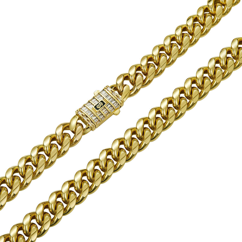 18K Gold Miami Cuban Link Chain Necklace Men Hip Hop Stainless Steel Jewelry Necklaces Fzxjrdz