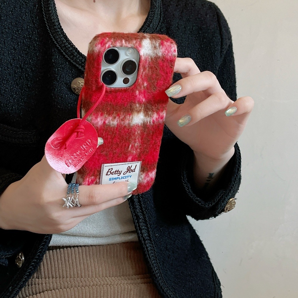 Plush Color-Block Simple Phone Case Compatible with iPhone 17/16 Pro Max Niche Anti-Drop iPhone 15/14 Pro