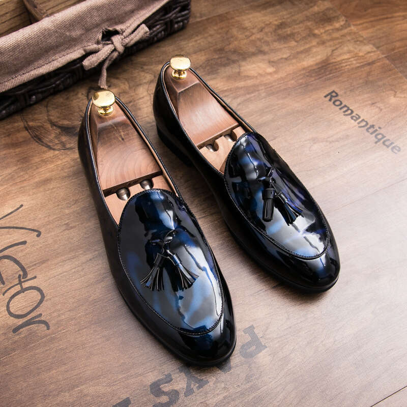 2024 Men's Large Size Spring New Leather Fashion British Style Business Dress Shoes Trendy Set