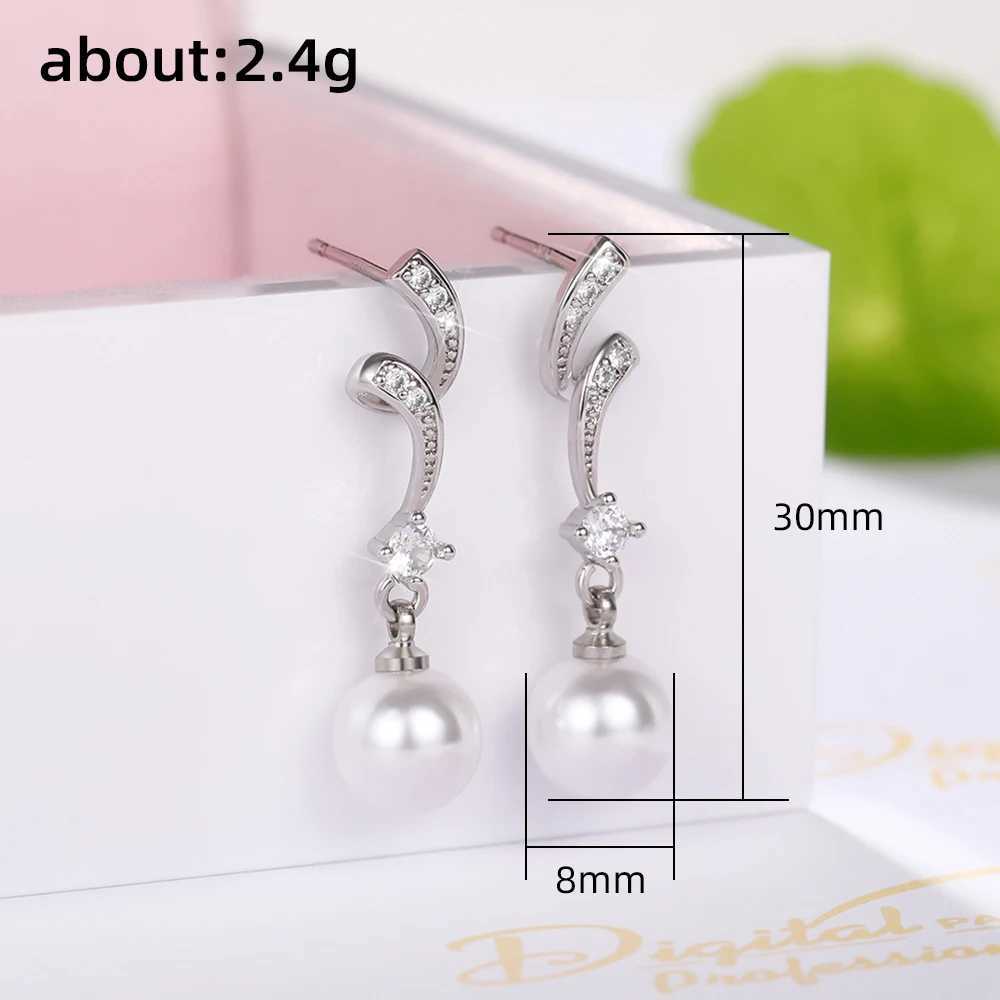 Huitan Newly designs simulated pearl pendant earrings for brides weddings engagement accessories elegant temperature womens jewelry Y250401