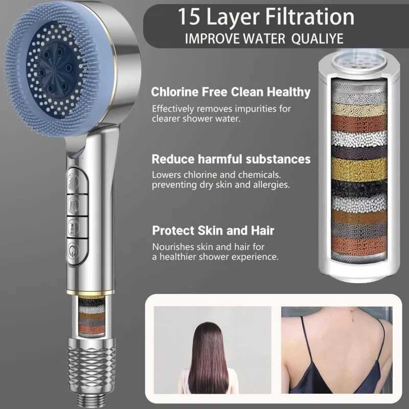 1Pc Filtered Shower 4 Modes Booster Shower Mti-functional He Shower Bathro Bath Accessories Y251103