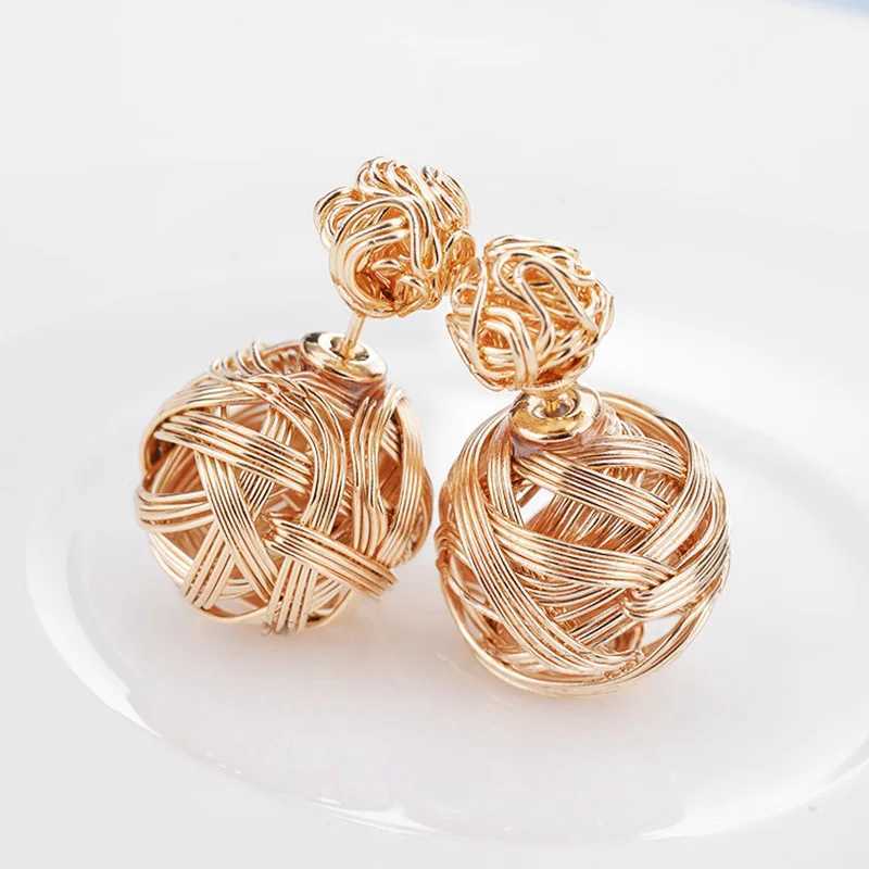 RE Metal Wrapped Entangled Earrings Alloy Double sided Wearing Earrings Round Stud Earrings Womens Jewelry Earrings Gift A1630 Y250401