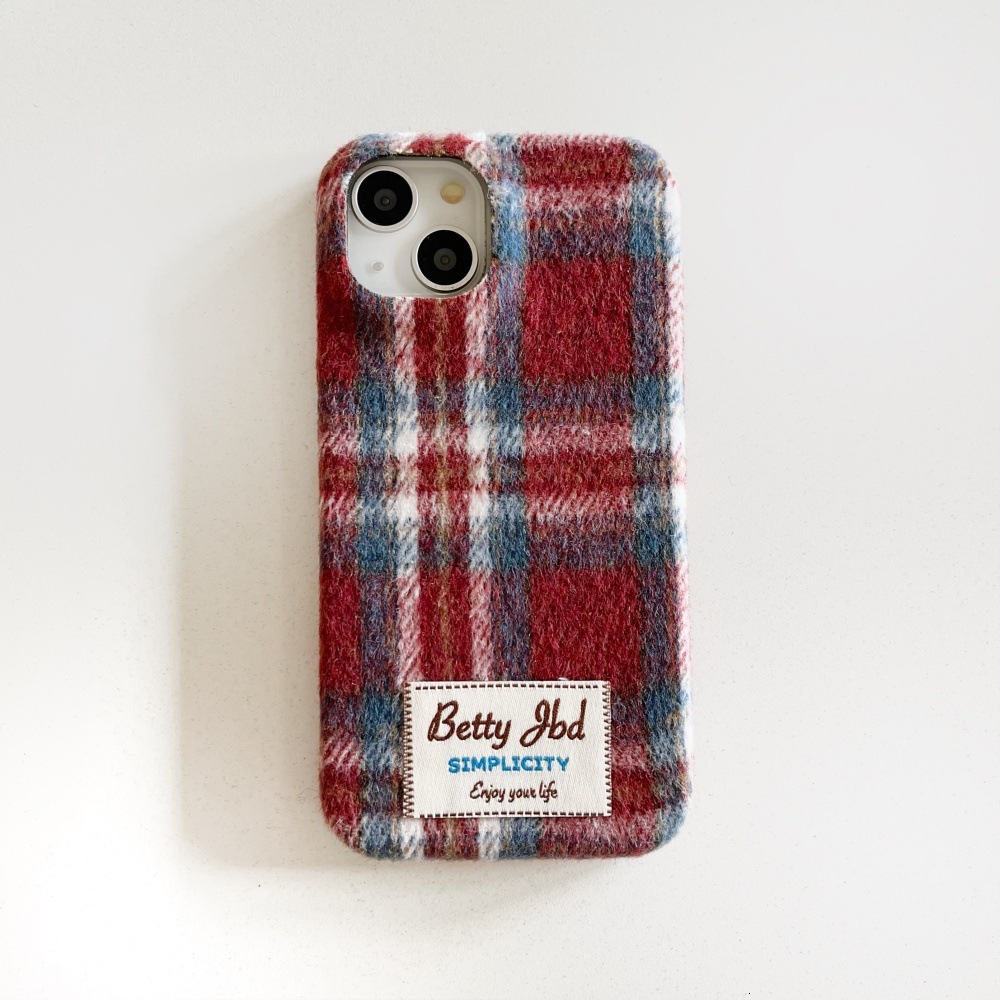 Velvet Red and Blue Color Block Phone Case Compatible with iPhone 17/16 Pro Personalized Protective Cover iPhone 15/14 Simple