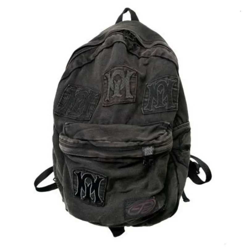 Large Capacity Y2k Fashion Letter Embroidery Backpack Patchwork Vintage Gothic Schoolbags Luxury Design Casual Students BackpackW251103