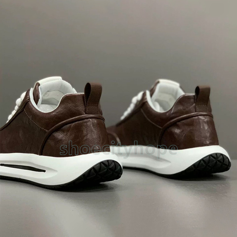 designer shoes urban chic style soft leather sneakers stylish black coffee color non-slip sole premium mens athletic trainers size 39-44