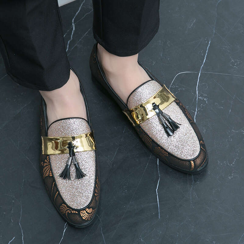 2024 Large Size Spring New Fashion Men's Foot Set Pointed Leather Shoes Trendy Rest