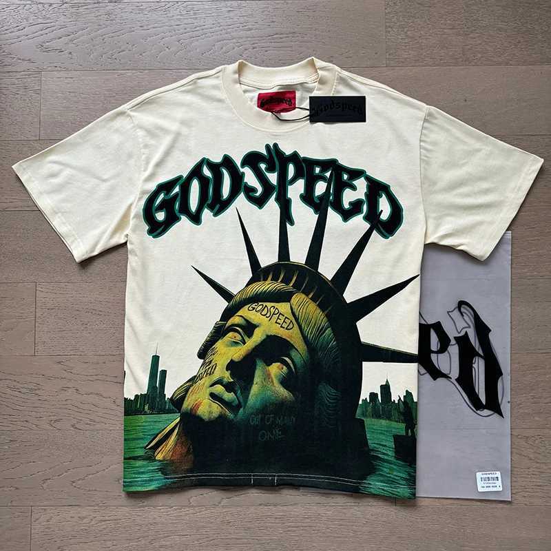 Summer Godspeed T-shirt Men Women Hip Hop Print Vintage O-Neck Short Sleeve GOD SPEED Top Tee Cotton Shirts X250403