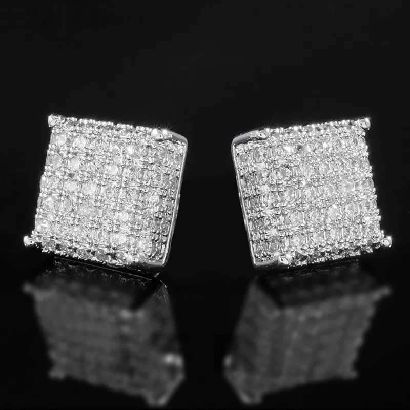 Huitan womens earrings classic square earrings perforated sparkling cubic zirconia daily wearable multifunctional jewelry Y250401