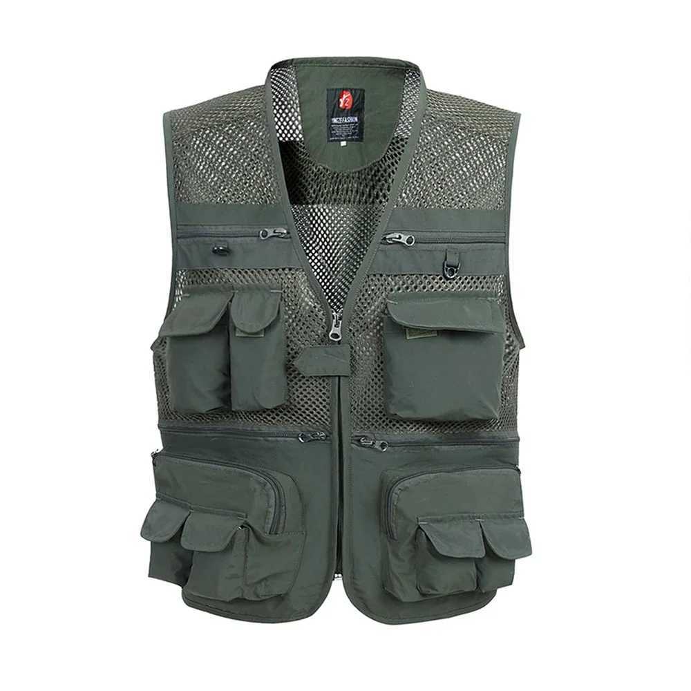 Summer Mesh Vest For Men Spring Autumn Male Casual Thin Breathable Multi Pocket Waistcoat Mens Baggy 5XL Vest With Many Pockets X250403