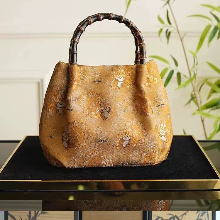 Designer bag free shipping Shoulder Bags 2025 New Fashionable and Versatile Large Capacity Panda Bamboo Bag Handbag, Chinese Gold Handbag
