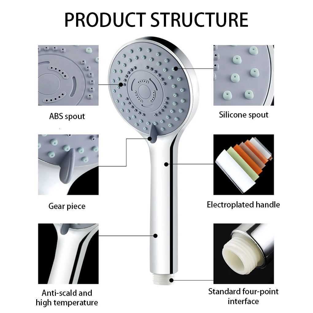5 Modes High Pressure Shower Set Rainfall Handheld Sprayer Nozzle Shower With Hose Bracket Bathro Faucet Accessories Y251103