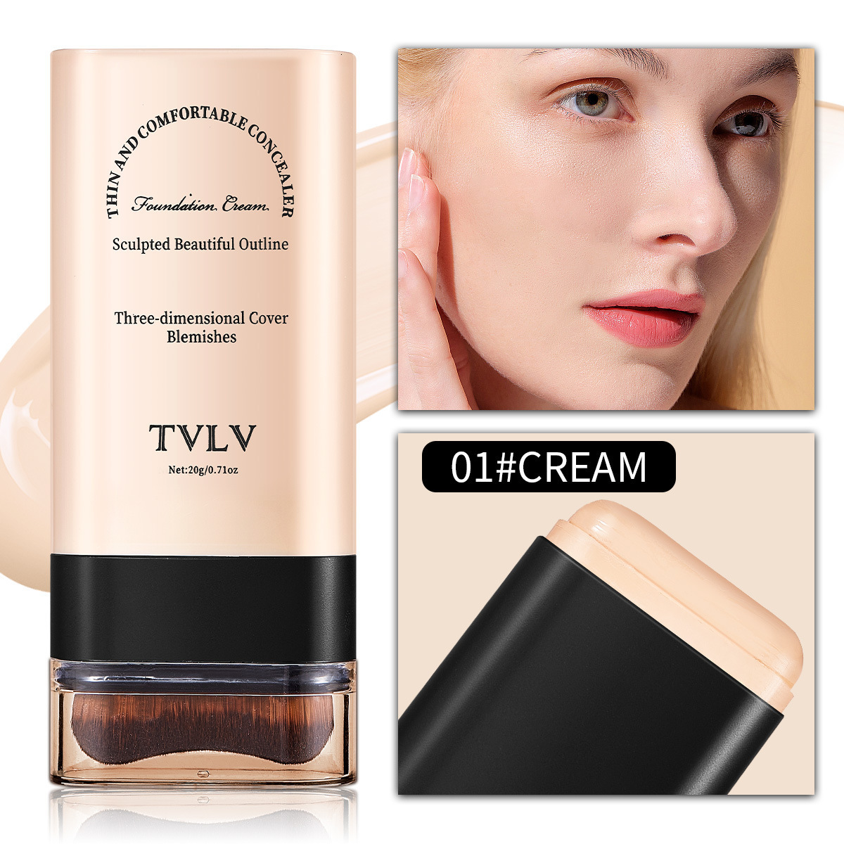 TVLV Eraser foundation make-up Stick Moisturizing Light concealer Brightening Skin Tone Lasting Makeup Double foundation make-up 250217
