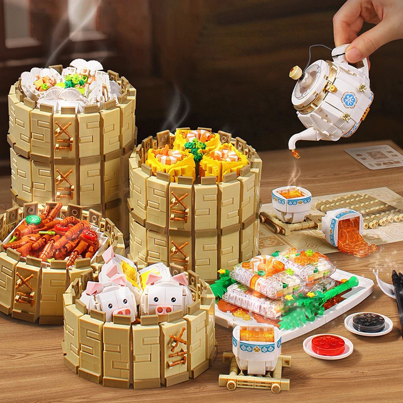 LOZ Creative Traditional Chinese Dim Sum Mini Building Blocks DIY Cantonese Delicious Food Dumpling Toys For Children Gifts 1265 251028