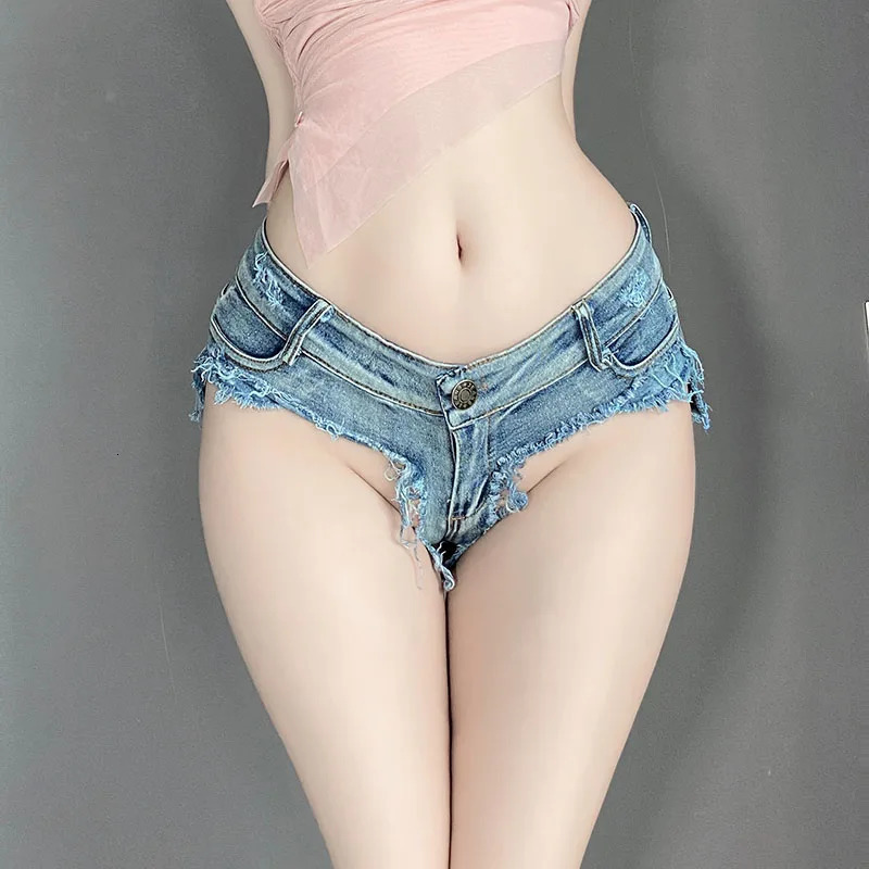 Female Sexy Low Waist Ripped Denim Shorts Super Short Panty Lady Nightclub s Pants Jeans Sexy Lingerie Underwear Women 250403