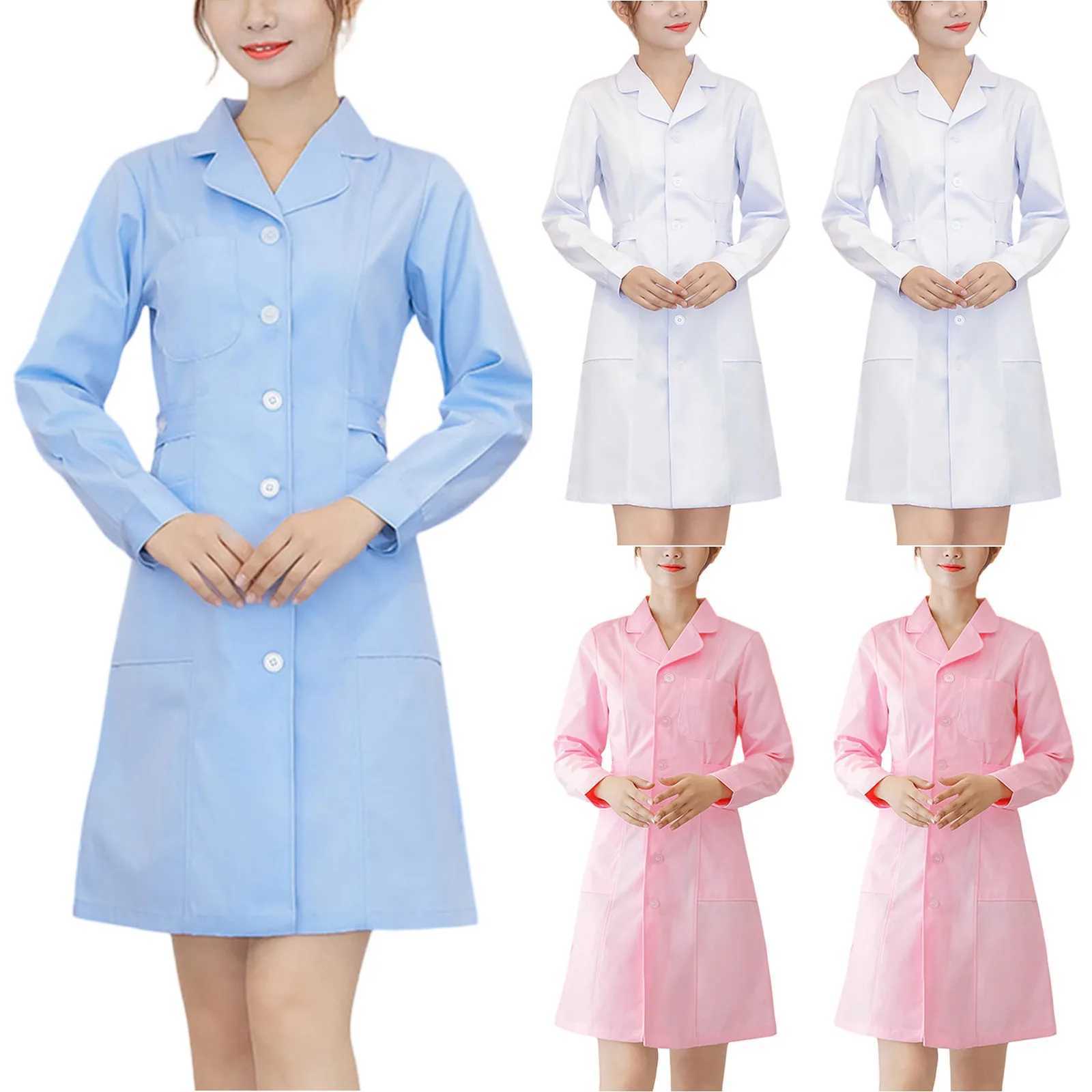 Thin Breathable Basic Hospital Clinical Uniforms Scrubs Lab Coat Pharmacy Long Sleeve Nurse Doctor Dress Comfy Medical Uniform J251103