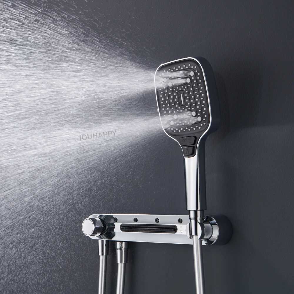 High Pressure Shower Set Big Panel 3 Modes Water Saving Shower with One-key Stop Rainfall Spray Bathro Accessories Y251103