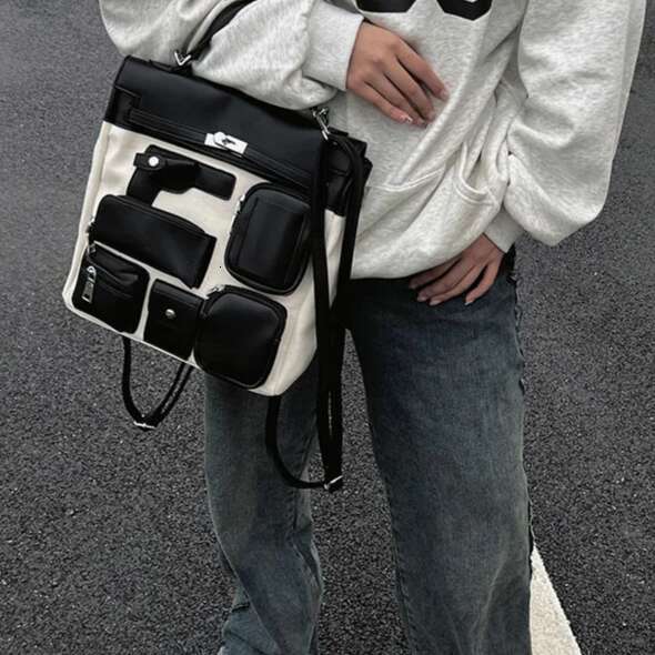 2025 Multi-pocket Designer Brand New High Quality Unisex Canvas Backpack School Bag Student Document Handbag Mochilas Hot Sale