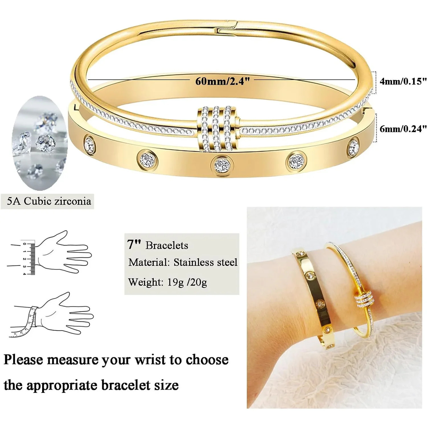 Gold Plated Bracelet Stack for Women Non Tarnish Dainty Womens Bangle Bracelets Set Birthday Gifts Trendy Jewelry 250327