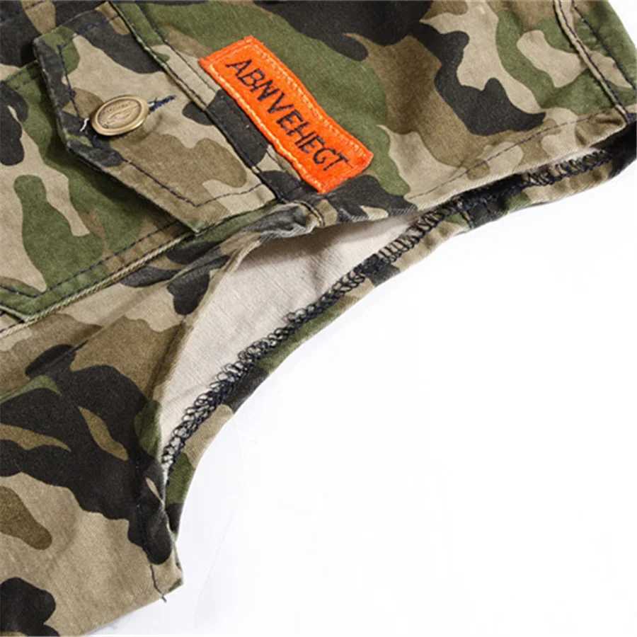 Spring Autumn Mens Camouflage Denim Vest Sleeveless Jeans Jacket Men Slim Fit Waistcoat Cowboy Hip Hop Streetwear Casual Tops X250403