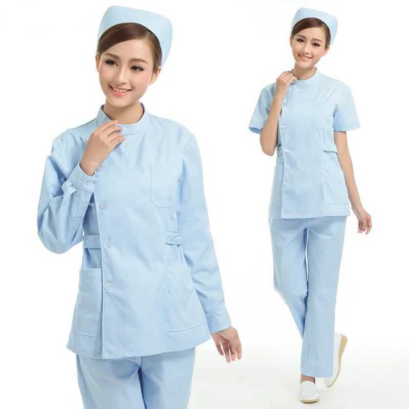 White long Sleeve scrubs uniforms women Pet Grooming Clinic Nursing Clothes Workwear Nurse Scrub Work Pink Medical Uniform J251103