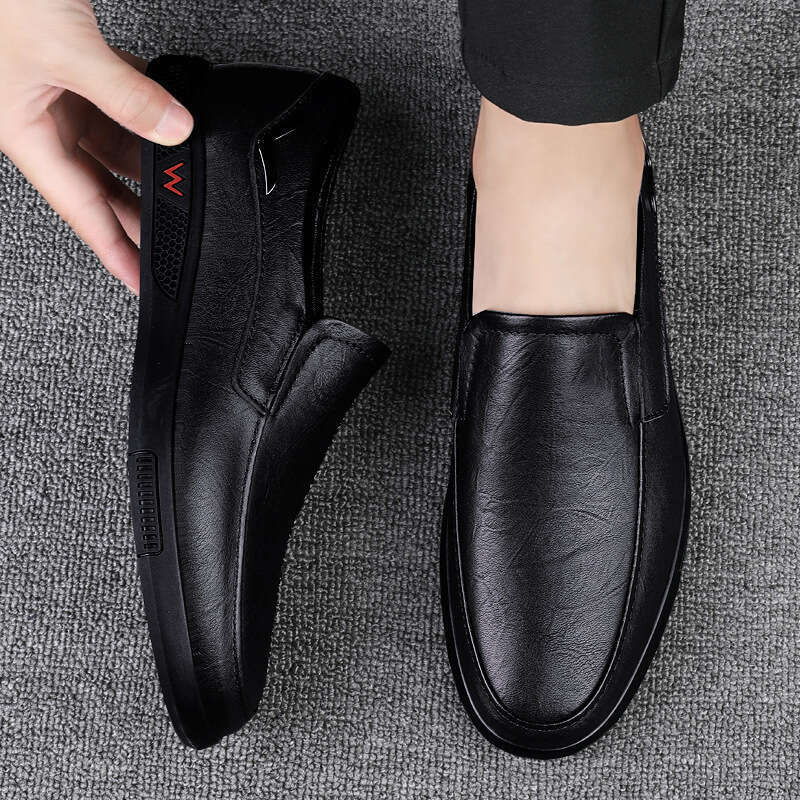Large size bean fashionable business lazy Korean version casual hooded leather driving shoes, men's shoes