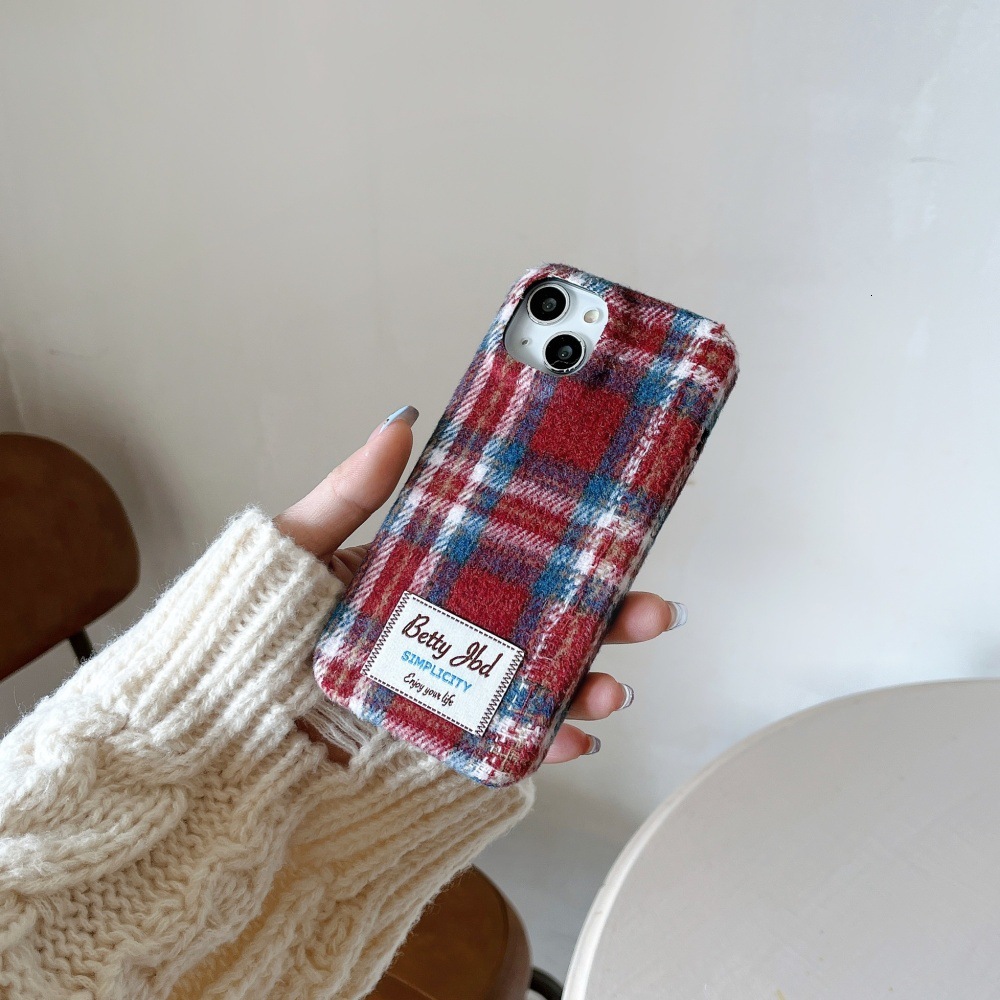 Velvet Red and Blue Color Block Phone Case Compatible with iPhone 17/16 Pro Personalized Protective Cover iPhone 15/14 Simple