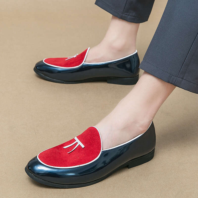 Men's in plus size, new casual leather fashionable one foot style, Le Fu shoes, Korean version, trendy hairstylist, Dou shoes