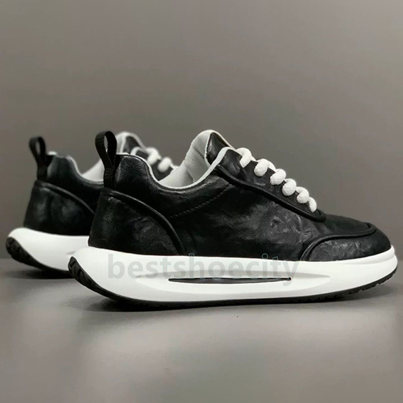 Fashion Running Shoes Durable Mens Trainers Black Coffee Color Comfortable Soft Leather Upper Exterior Non-Skid Tread Chunky Sneakers Size 39-44