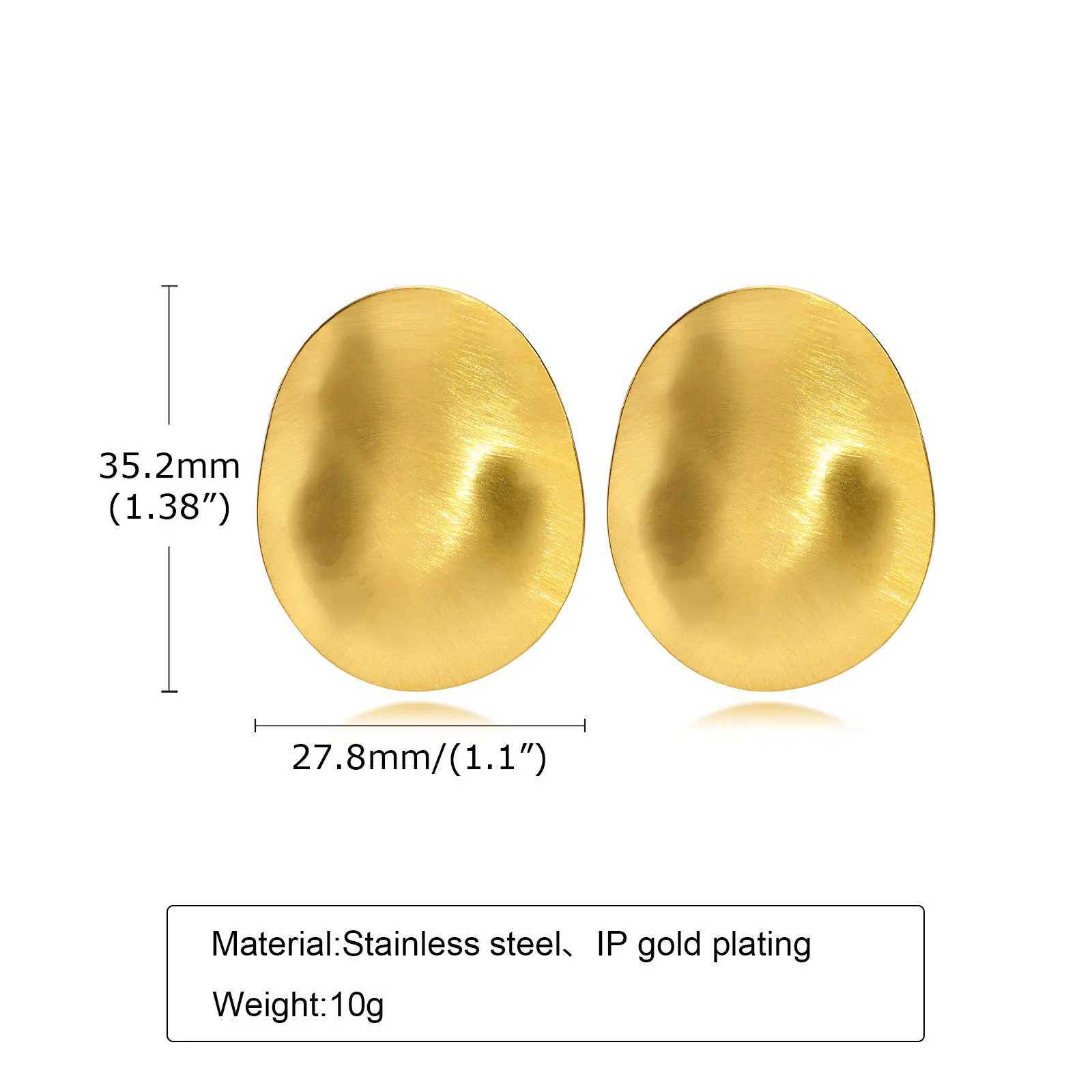 Matt Large Stainless Steel Stud Earring for Women Pairs Chic Oval Irregular Ear Jewely C251103